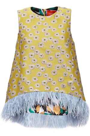 La DoubleJ Tops, Dames, Geel, M, Katoen, Feathered La Scala Top