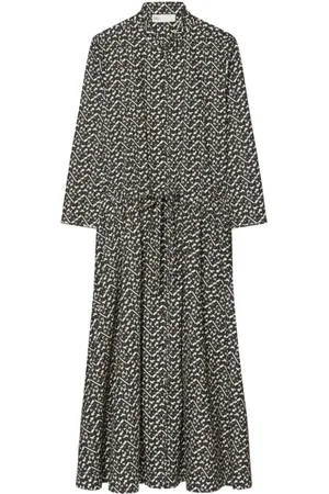 Tory Burch Kleedjes, Dames, Zwart, S, Katoen, Poplin Jurk met Bloemenprint