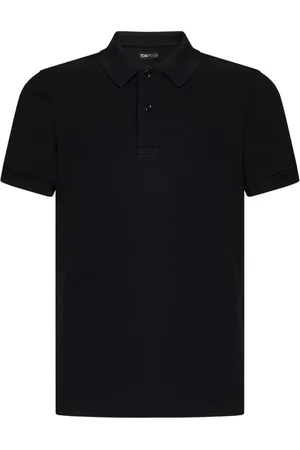 Tom Ford Tops, Heren, Zwart, M, Katoen, Zwart poloshirt klassieke stijl