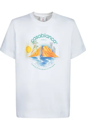 Casablanca Tops, Heren, Wit, L, Katoen, Oasis Print Katoenen T-shirt