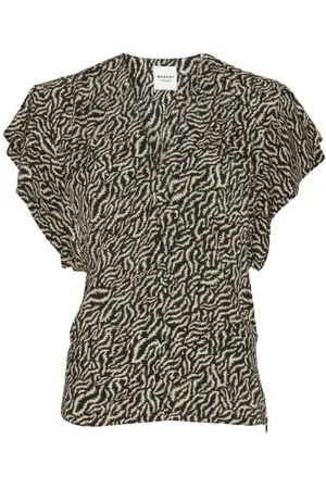 Isabel Marant Blouses & Shirts, Dames, Zwart, S, Abstract Print V-Neck Top