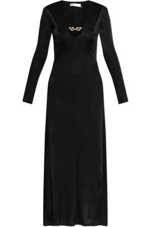 Tory Burch Kleedjes, Dames, Zwart, 2Xs, Leer, Jurk met decoratieve applicaties