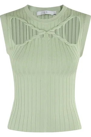 IRO Tops, Dames, Groen, M, Polyester, Groene Mouwloze Gekruiste Top