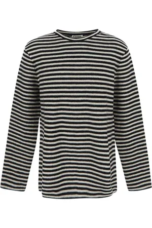 Jil Sander Truien, Heren, Veelkleurig, XL, Wol, Gestreept wollen breigoed met lange mouwen