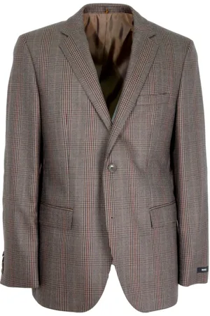 HUGO BOSS Jassen, Heren, Veelkleurig, L, Wol, Geruite Jas van Wol en Kasjmier