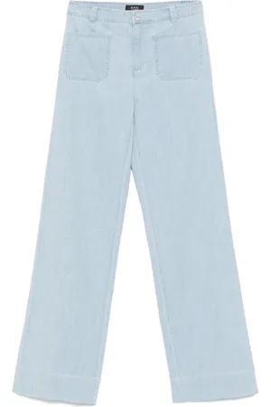 A.P.C. Jeans, Dames, Blauw, W26, Denim, Denim Jeans met Voorkant Drukknopen Sluiting