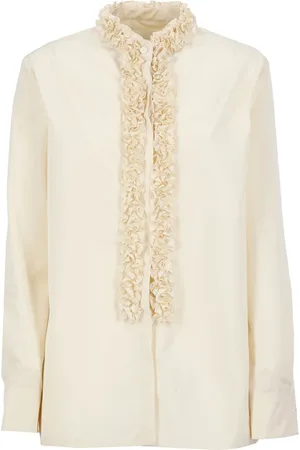 Jil Sander Blouses & Shirts, Dames, , M, Wit overhemd met Koreaanse kraag