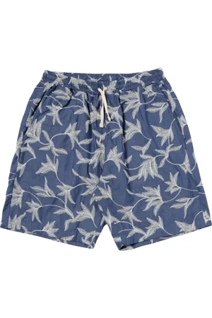 Universal Works Badkleding, Heren, Blauw, W28, Katoen, Geborduurde zomer shorts