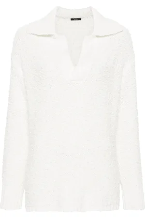 Joseph Tops, Dames, Wit, M, Katoen, Piqué Polo Shirt met Textuur