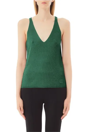 Liu Jo Tops, Dames, Groen, S, Stijlvolle Top met Gesloten Hals