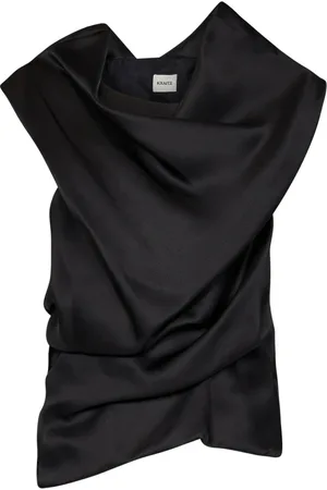 Khaite Tops, Dames, Zwart, S, Zwarte Zijden Top met Watervalhals