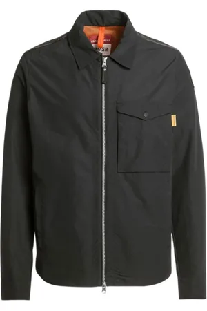 Parajumpers Jassen, Heren, Zwart, L, Katoen, Nylon-Katoen Zip-Up Overshirt met perzikgevoel