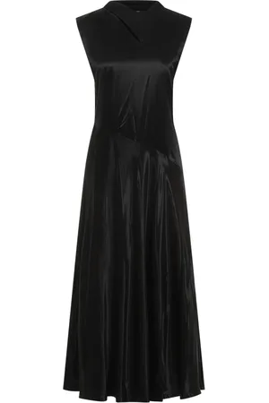 Jil Sander Kleedjes, Dames, Zwart, S, Satijn, Zwarte Cupro Lange Jurk