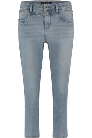 Red Button Jeans, Dames, Blauw, XL, Katoen, Bleach Capri 5-Pocket Jeans