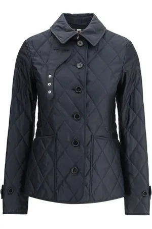 Burberry Jassen, Dames, Blauw, M, Gewatteerde Fernleigh Jas met Klassieke Kraag