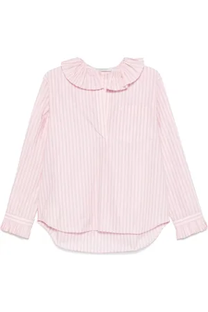Serafini Blouses & Shirts, Dames, Roze, S, Katoen, Ruffle Collar Shirt
