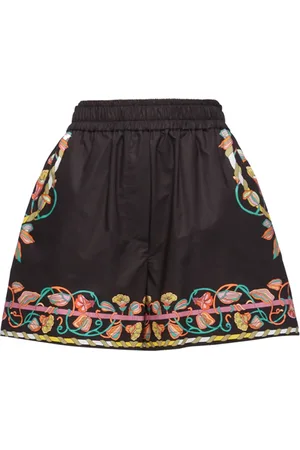 La DoubleJ Korte broeken, Dames, Zwart, M, Katoen, Floral Border Pull-Up Shorts