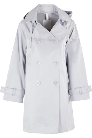 Duno Mantels, Dames, Grijs, S, Katoen, Oversized Double-Breasted Trenchcoat