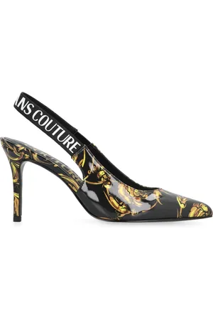 VERSACE Schoenen, Dames, Veelkleurig, 37 EU, Leer, Vegan Leren Puntige Neus Pumps