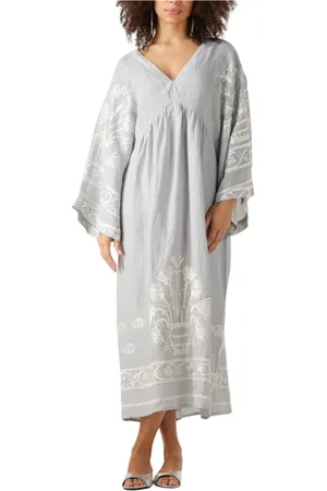 Greek Archaic Kori Kleedjes, Dames, Grijs, S, Denim, Grijze Maxi Jurk voor Moderne Vrouwen