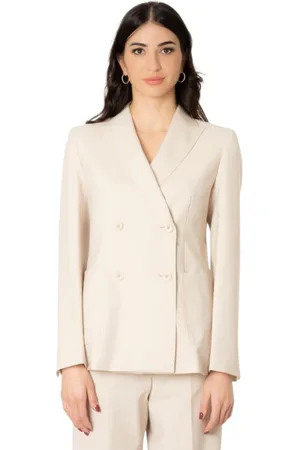Max Mara Jassen, Dames, , S, Wol, Double-breasted jas in havermeel wol