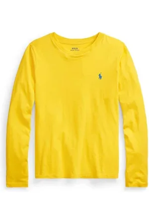Ralph Lauren Tops, Dames, Geel, S, Gele Polo Shirt met Lange Mouwen