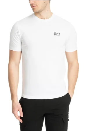 EA7 Tops, Heren, Wit, 2Xl, Katoen, Kern Logo T-shirt Effen Patroon