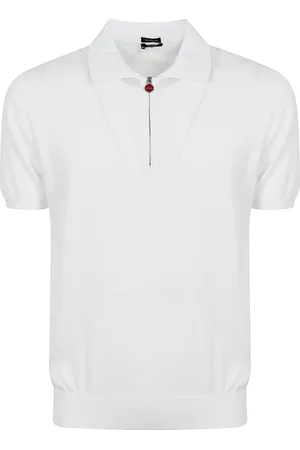 Kiton Tops, Heren, Wit, L, Katoen, Polo van fijne materialen voor veelzijdige stijl
