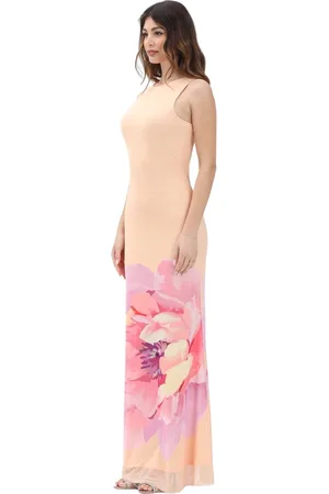Patrizia Pepe Kleedjes, Dames, Veelkleurig, M, Tule, Elegante Bloemen Tule Zeemeermin Jurk