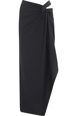 Amazuìn Rokken, Dames, Zwart, ONE Size, Zwarte voorkant gedrapeerd asymmetrische zoom rok