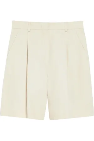Max Mara Korte broeken, Dames, Wit, XS, Katoen, Katoenen en linnen uitlopende Bermuda shorts