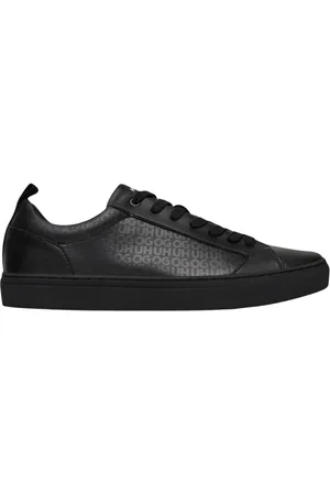 HUGO BOSS Schoenen, Heren, Zwart, 42 EU, Zwarte leren lage sneakers
