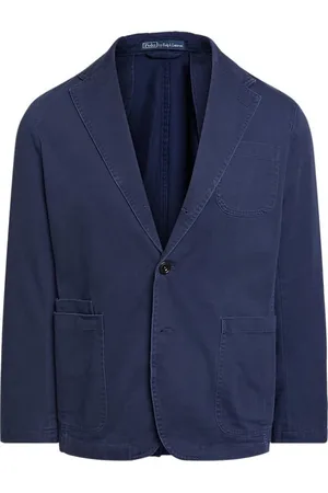Ralph Lauren Jassen, Heren, Blauw, XL, Katoen, Blauwe Katoenen Chino Blazer Jas