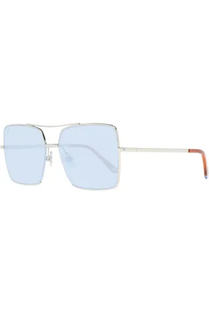 Web Accessoires, Dames, Grijs, ONE Size, Gouden Dames Zonnebril Blauwe Lenzen