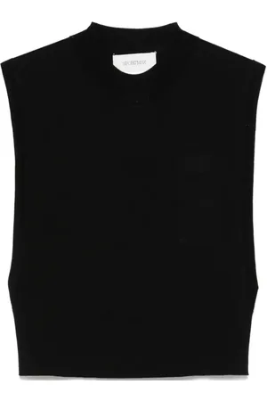Sportmax Tops, Dames, Zwart, XS, Wol, Elegante zwarte wol en zijden top