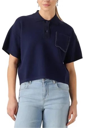 Liu Jo Tops, Dames, Blauw, L, Blauwe Polo Top voor Vrouwen