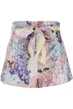 ZIMMERMANN Korte broeken, Dames, Veelkleurig, M, Gedrukte zijden Dawning shorts