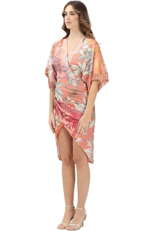 SIMONA CORSELLINI Kleedjes, Dames, Veelkleurig, S, Bloemen Boho Chic Oranje Jurk