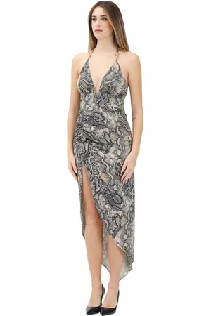 Roberto Cavalli Kleedjes, Dames, Blauw, XS, Verleidelijke Python Print Midi Jurk