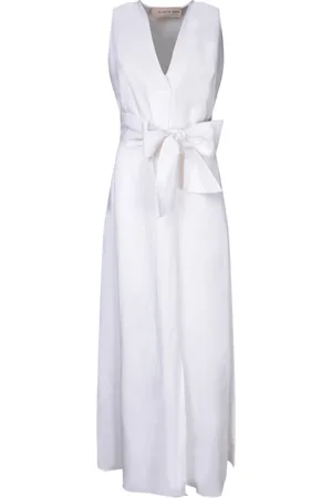 BLANCA Kleedjes, Dames, Wit, M, Linnen, Elegante Witte Jurk voor Vrouwen