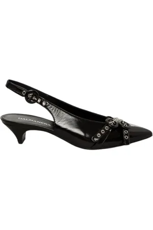 HALMANERA Schoenen, Dames, Zwart, 40 EU, Leer, Zwarte slingback sandaal in glazuurleer