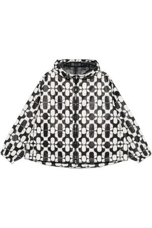 Moncler Jassen, Dames, Zwart, L, Gedrukte regenjas voor kinderen
