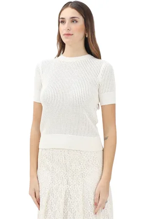 Max Mara Truien, Dames, Wit, S, Witte korte mouw trui