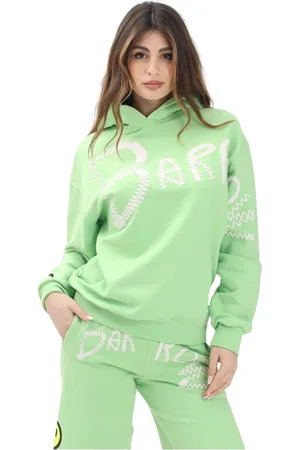 BARROW Sweatshirts & Hoodies, Dames, Groen, 2Xs, Groene hoodie met geborduurd logo