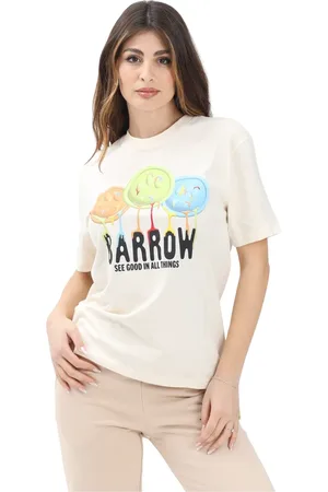 BARROW Tops, Dames, Wit, M, Smiley Faces Korte Mouw T-shirt