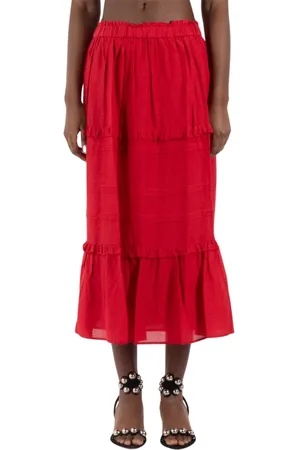 Isabel Marant Rokken, Dames, Rood, M, Katoen, Rode Katoenmix Gonna Rok