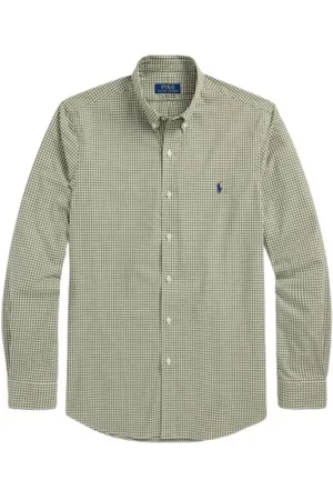 Ralph Lauren Overhemden, Heren, Groen, L, Katoen, Gestreept katoenblend overhemd