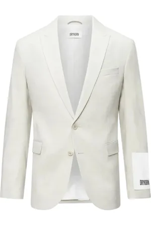 Drykorn Jassen, Heren, Wit, 2Xl, Wol, Klassieke Herringbone Blazer met Zakken