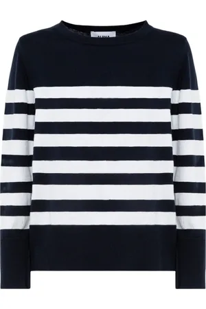 ALPHA STUDIO Truien, Dames, Veelkleurig, M, Gestreepte longsleeve ronde hals top