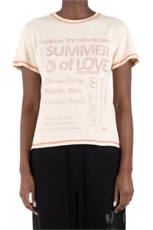 Golden Goose Tops, Dames, , S, Katoen, /Rood Katoenen T-Shirt